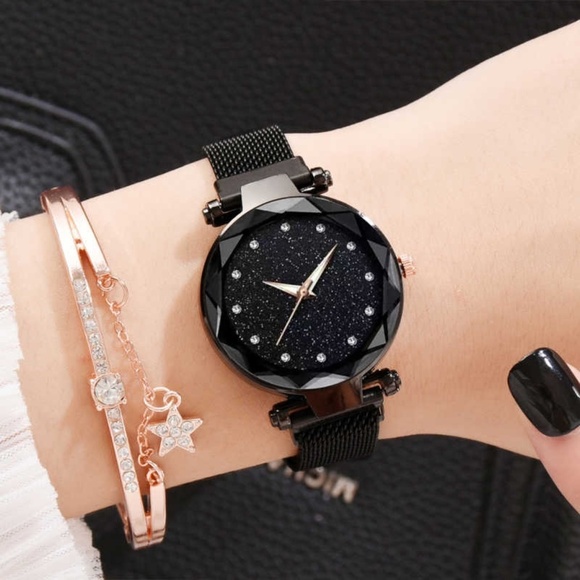 *BAMBINA* Black Mesh Band Fashion Quartz Watch - Picture 2 of 3